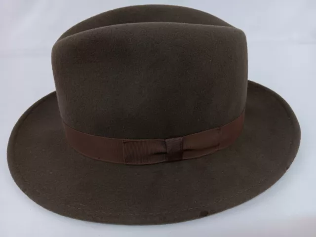 ORVIS Wool Fedora Lite Felt Water Repellent Brown Made USA Fisherman Hat Large