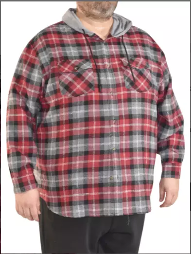 Winston Red Hooded Plaid Flannel Long Sleeve Button-Up Size 3XL