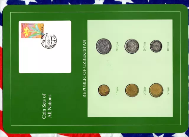 Coin Sets of All Nations Uzbekistan UNC 1,3,5,10,20,50 Tiyin 1994