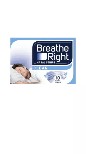 Breathe Right Nasal Strips Large Relief Nasal Congestion Stop Snoring 10 Clear