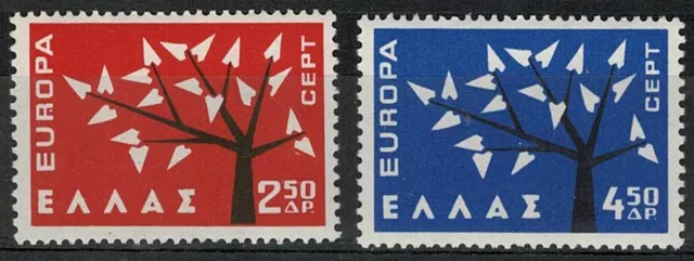 1962 Grecia Europa Cept Árbol Con 19 Hojas 2V. MNH