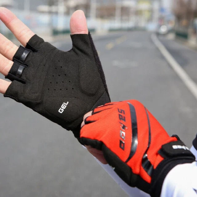 SPORTS--Da Corsa Ciclismo Moto MTB Bici Bicicletta Gel Mezze Dita Guanti M-XL