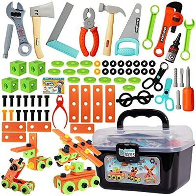 jacootoys Boîte à Outils en Bois à emporter Jouet de Construction Valise à Jouer à Faire Semblant Cadeau pour 3 4 5 6 Ans Garçons Filles 