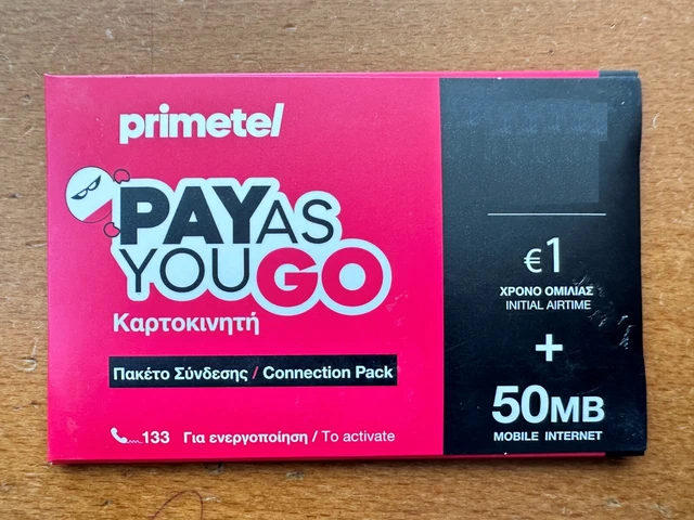 CYPRUS SIM CARD - PRIMETEL CYPRUS Pay as you Go Package
