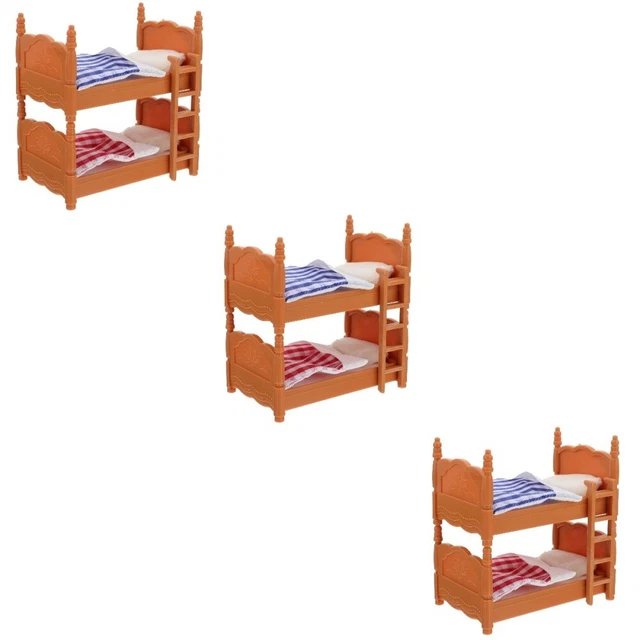 3 PCS DOLLHOUSE Loft Bunk Bed Kids Twin Infant Toys Furniture £15.35