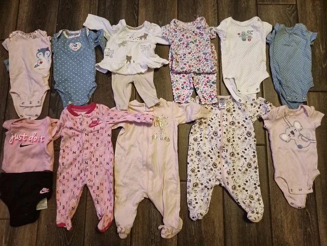 🍼🩰 Newborn Baby Girls Clothes Lot Nike Gerber Carter's 14 Pieces