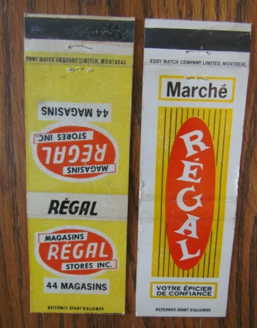 Regal Supermarket 2 Matchbook Matchcovers (Montreal, Quebec) -F9