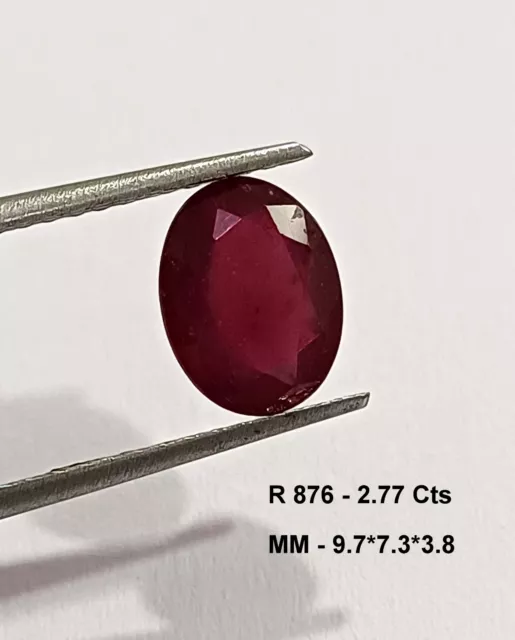 2.77 Cts Burmese Lustrous Red Ruby Natural Unheated Gemstone 9.7 7.3 3.8 MM R876