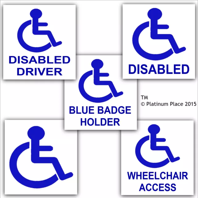 Disabled Stickers 5 Pack Wheelchair Access Driver Blue Badge Holder Disability