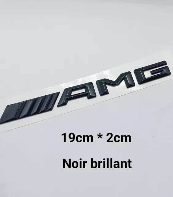 AMG logo Mercedes Noir Brillant ABS Sticker 3D  Autocollant 3M - 18.5cm x 1.7cm