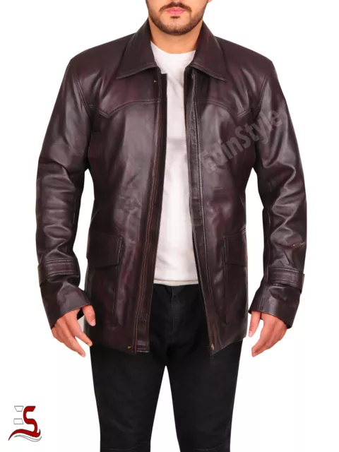 New Men's Genuine SheepSkin James Bond Tomorrow Never Dies Brown Leather jacket 2