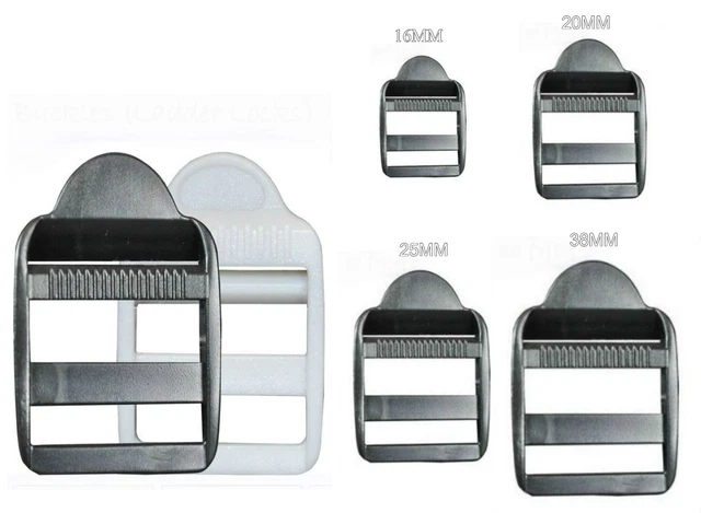 Plastique Échelle Verrou Boucles,Noir/Blanc Pour 16 38MM Sangle Sangles,Réf: Pll