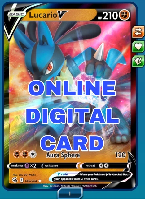 Lucario V 146/264 Fusion Strike Pokemon TCG Online Digital Card PTCGO SENT FAST