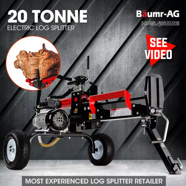 Baumr-AG 20 Ton Electric Log Splitter 20T Hydraulic Fire Wood Block Cutter Axe