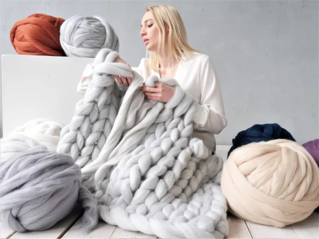 CHUNKY WOOL YARN Super Soft Bulky Arm Knitting Wool Merino Wool Giant ...