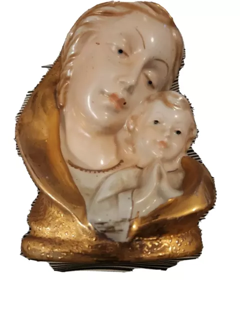 Madonna and Child ITALY Figurine Signed Blessed Mother Italian Statue Mary Jesus