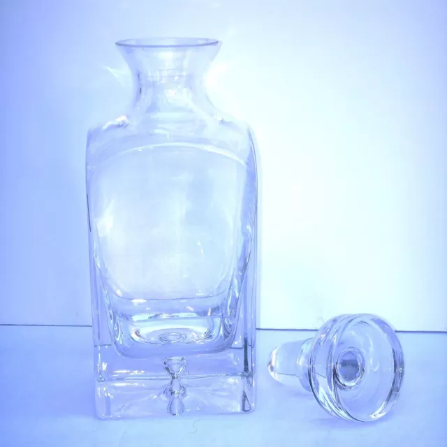 Hand Blown Bubble Bottom Decanter With Stopper, Clear See Details