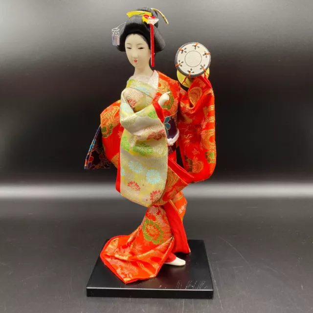 Vintage Yamaha Kyugetsu Geisha Doll Tsuzumi Hand Drum Made in Japan