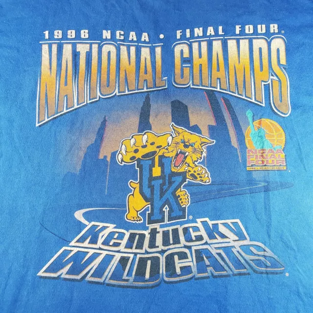 Vtg UK Kentucky Wildcats T Shirt Sz XL National Champions 1996 NCAA Final Four