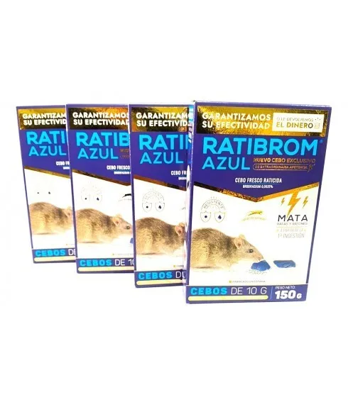 Ratibrom azul cebo fresco 600grs (4x150) Raticida de máxima efectividad