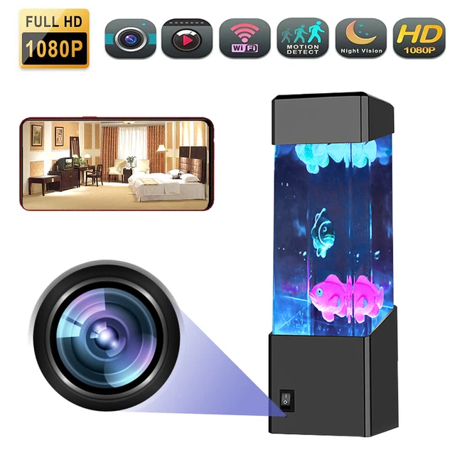WiFi Camera 1080P LED Jellyfish Tank LED Night Light Aquarium Style Home Desktop