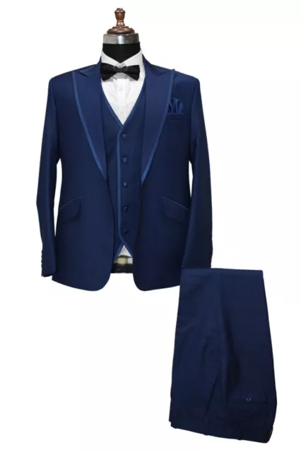 Trajes azules para hombres Trajes de cena de novios de boda de diseñador...