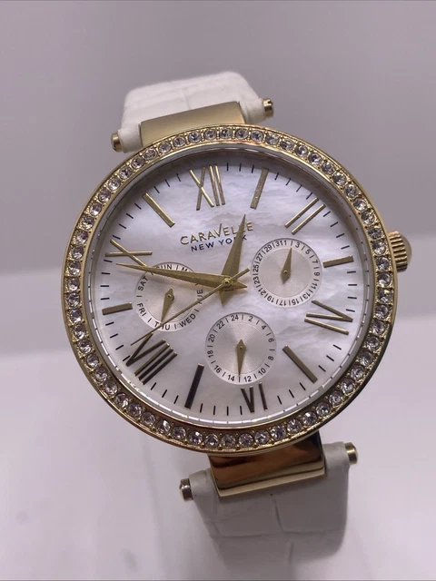 Caravelle New York Womens Gold Tone Pearl Plastic Bangle 44L136 w New Battery Caravelle New York Women main image 4