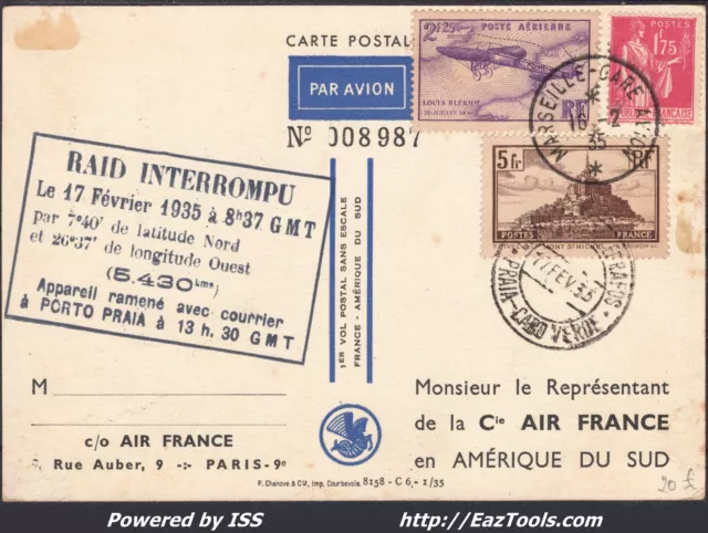 France N° 260+289+Pa N°7 Sur Carte Postale Avec Cad De Marseille Du 16/02/1935