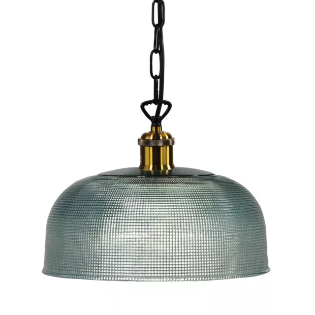 Oriel Maison 27 Blue Halophane Glass Vintage Industrial 1 Light Ceiling Pendant