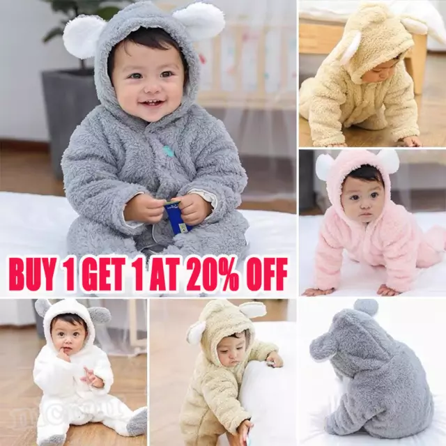 Tuta con cappuccio neonato bambino bambina bambini orso abito abiti Regno Unito