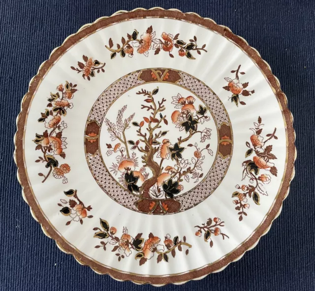 vintage indian tree porcelain dinner plate with Gold Trim, Likely English, 1910?