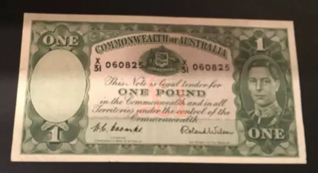 Banknote Of Australia One Pound. Commonwealth Of Australia. King George V1.
