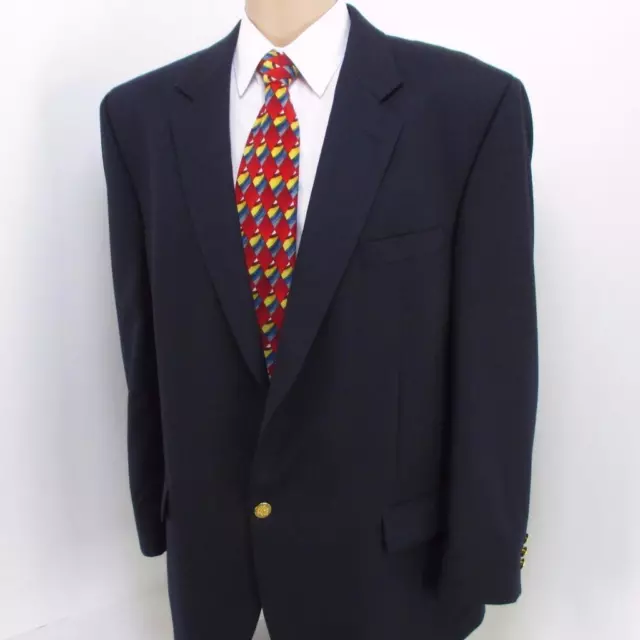 48 R Joseph Feiss Solid Navy Blue 100% Wool 2 Btn Mens Jacket Sport Coat Blazer