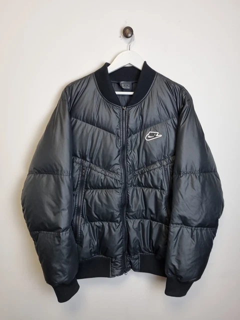 NIKE SPORTSWEAR MENS Down Fill Hooded Long Jacket Black Size Xs