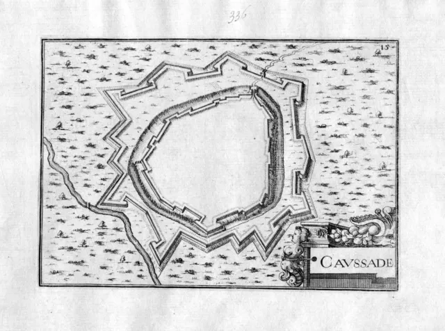 1630 Caussade Okzitanien France Kupferstich Karte map engraving gravure Tassin