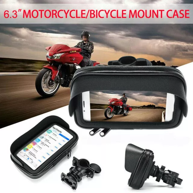 6.3" Waterproof Motorcycle Bike Handlebar Cell Phone GPS Holder Case Bag Mount