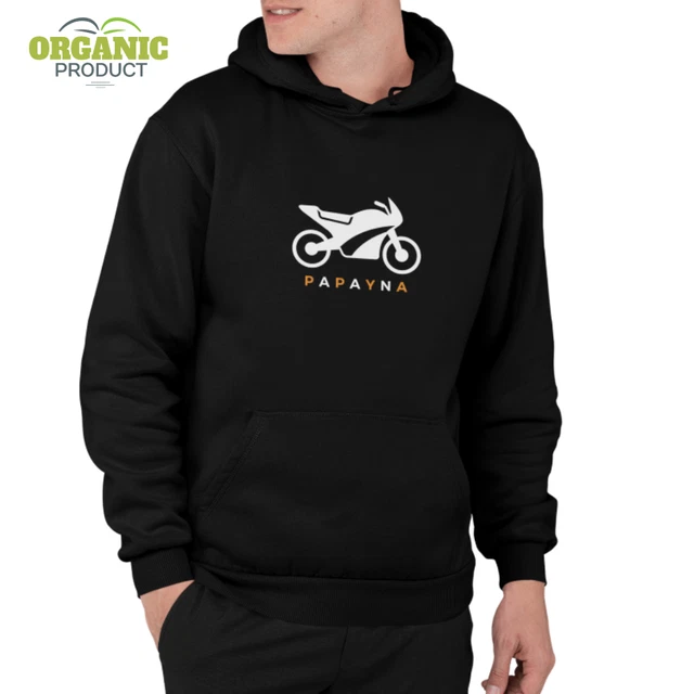 Felpa organica PAPAYNA uomo donna con cappuccio tema moto personalizzata