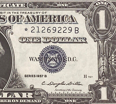 1957 B STAR NOTE  $1 Dollar Silver Certificate (Blue Seal) Uncirculated