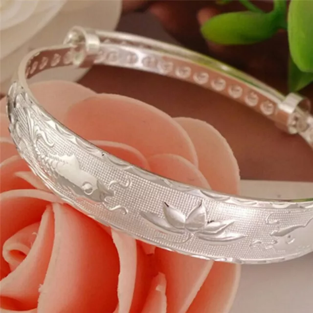 Silver Fashion Lovely Fish and Lotus Flower Women's Adjustable Bangles Bracel.DC