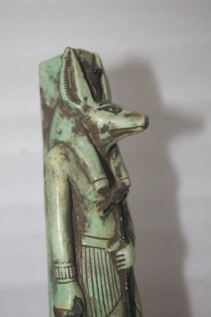 Statue Antique Égyptienne Anubis - Dieu De La Momification - Pierre Noire Fait Main
