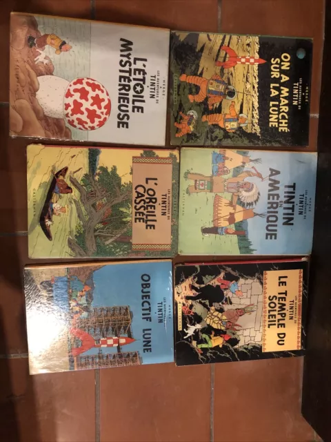 Lot de 6 BD Tintin - Hergé Ancien