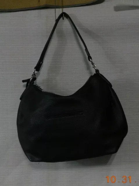 Dana Buchman Hobo Pebbled Leather Shoulder Bag Brown/Silver | Size: L