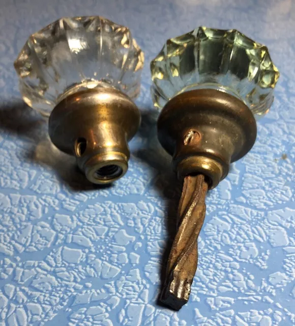 Boutons de porte vintage antique poignées verre cristal laiton ancien artisanat antique 3
