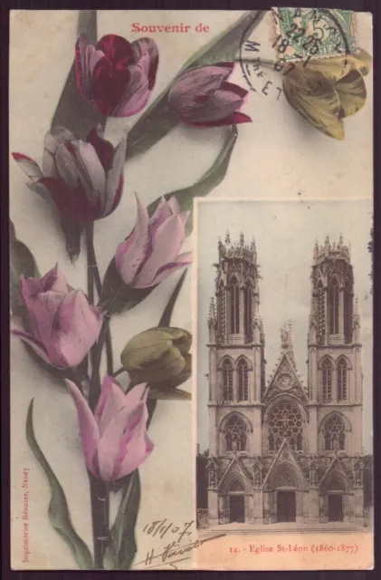 NANCY - CPA 54 - Nancy Remembrance Card - St Leon's Church and Flowers