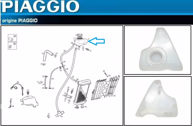 Reservoire de Refroidissement d'Origine Piaggio Derbi Senda Euro 3 (après 2006 )