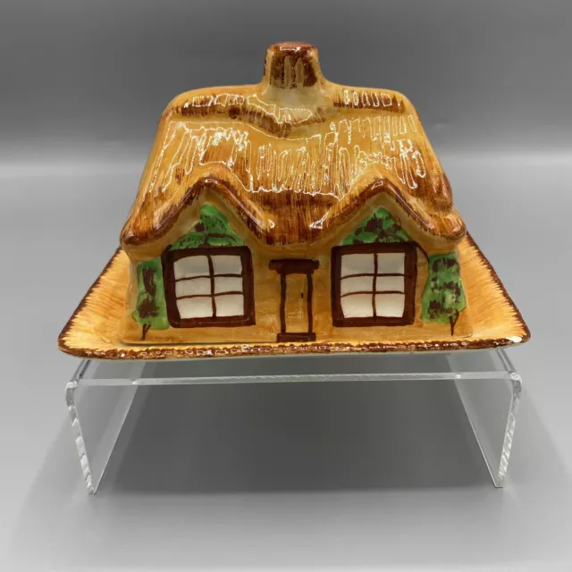 VINTAGE Westminster 3D Thatched Cottage Butter Dish Hanley Staffs - Display Only