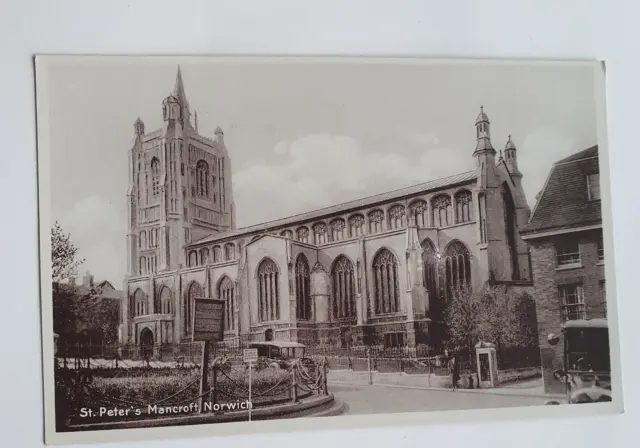 Unposted Vintage B&W Postcard - St Peter's Mancroft, Norwich  (b)