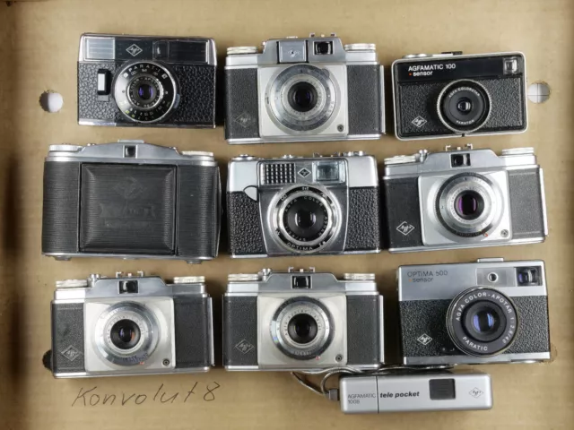 Sie kamera Sammlung 10 X Agfa: Isolette II, 4 x Silette, Parat-I, Agfamatic-1008