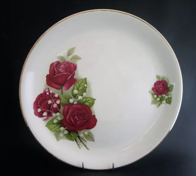 Vintage China Swinnertons Nester Vellum Red Roses Dinner Cake Plate England 25cm