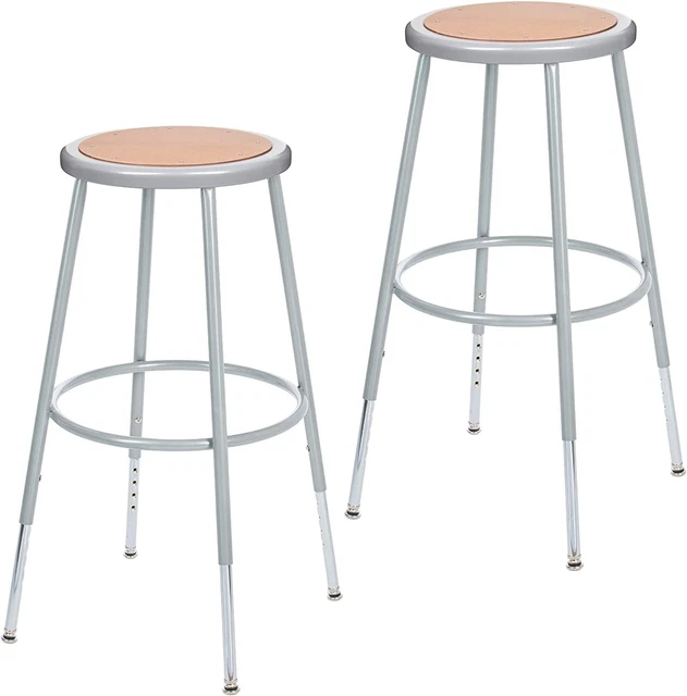 OEF Furnishings 2 Pack Height Grey Shop Stool 25-32" High OEF6224H/2 24"